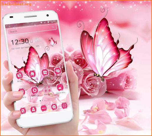 Pink Dreamy Rose Butterfly Theme screenshot