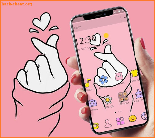 Pink Finger Heart Love Theme screenshot