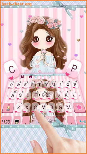 Pink Floral Girl Keyboard Theme screenshot