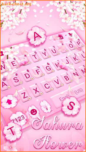 Pink Floral Sakura Keyboard Theme screenshot