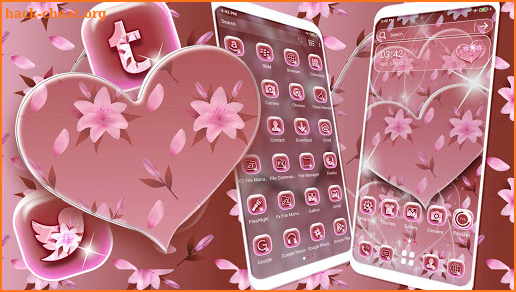 Pink Flower Heart Theme screenshot