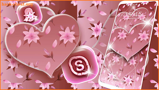Pink Flower Heart Theme screenshot