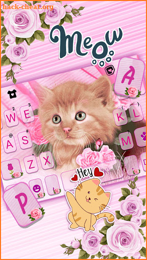Pink Flower Kitty Keyboard Background screenshot