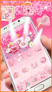 Pink Flower Romantic Theme screenshot