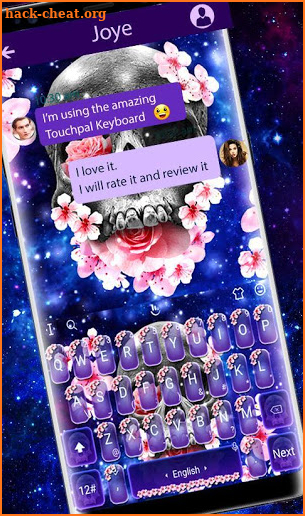 Pink Flower Skull Keyboard Theme screenshot