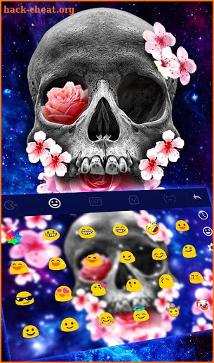 Pink Flower Skull Keyboard Theme screenshot