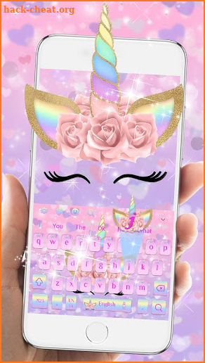 Pink Flower Unicorn Keyboard Theme screenshot