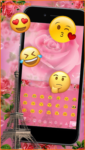 Pink Flowers Eiffel Tower Keyboard screenshot