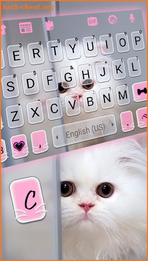 Pink Fluffy Kitten Keyboard Background screenshot