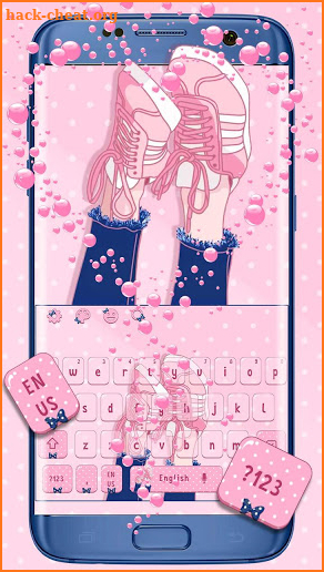 Pink Girl Love Keyboard Theme screenshot