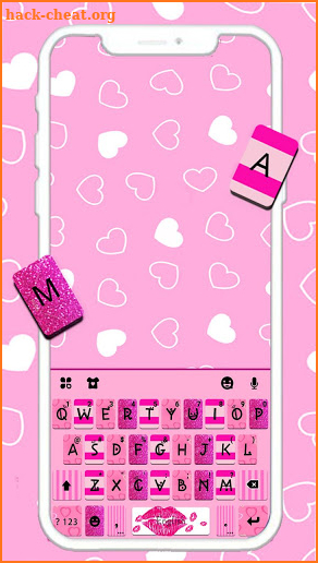 Pink Girly Love Keyboard Theme screenshot