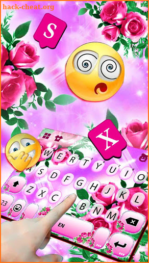 Pink Glamor Roses Keyboard Theme screenshot