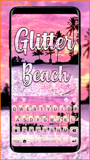Pink Glitter Beach Keyboard Background screenshot