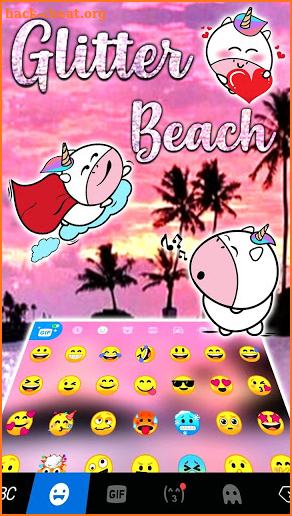 Pink Glitter Beach Keyboard Background screenshot