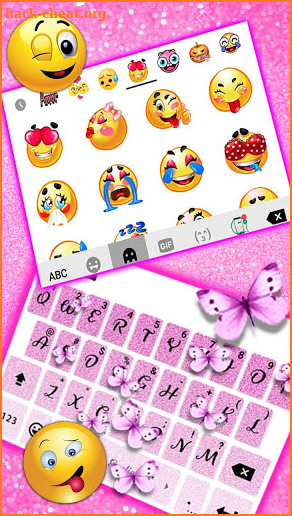 Pink Glitter Butterfly Keyboard Theme screenshot