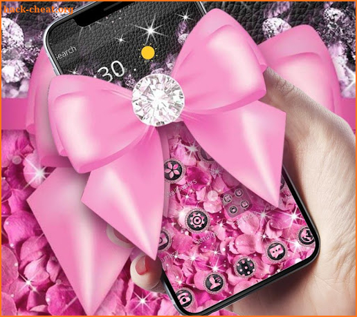 Pink Glitter Diamond Bowknot Theme screenshot