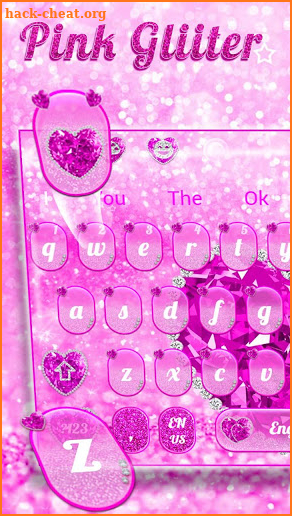 Pink Glitter Diamond Heart Keyboard screenshot