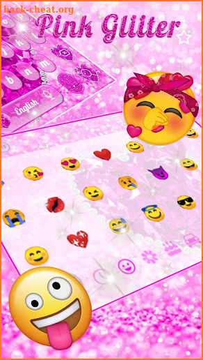 Pink Glitter Diamond Heart Keyboard screenshot