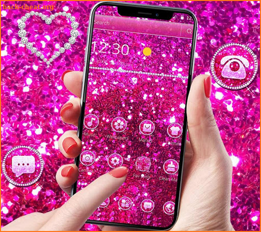 Pink Glitter Diamond Theme screenshot