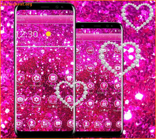 Pink Glitter Diamond Theme screenshot