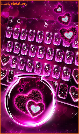Pink Glitter Heart Glass Keyboard screenshot