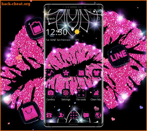 Pink Glitter Lips Theme screenshot