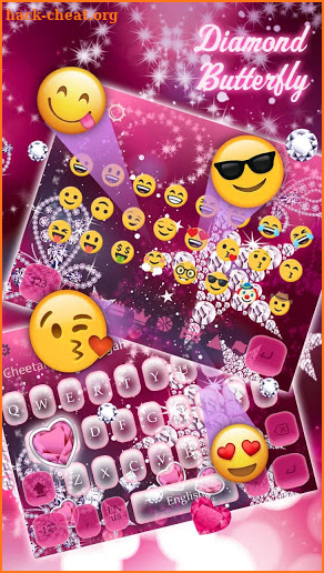 Pink Glitter Love Butterfly Keyboard screenshot