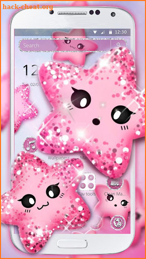 Pink Glitter Star Theme screenshot