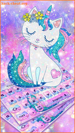 Pink Glitter Unicorn Cat Keyboard screenshot