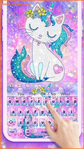 Pink Glitter Unicorn Cat Keyboard screenshot