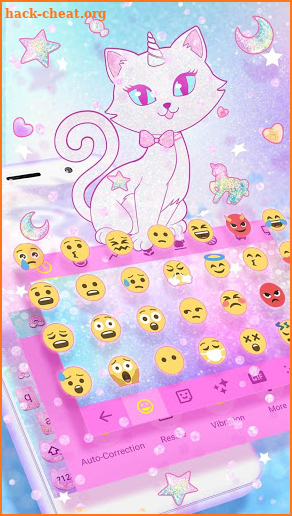 Pink Glitter Unicorn Cat Keyboard Theme for Girls screenshot