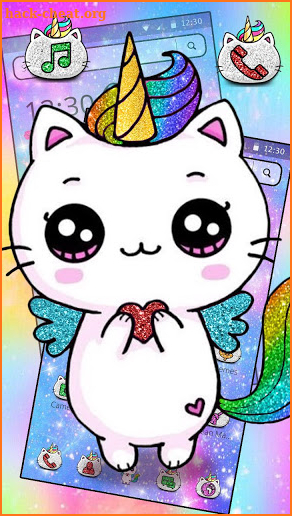 Pink Glitter Unicorn Cat Theme screenshot