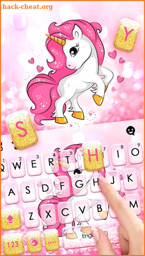 Pink Glitter Unicorn Keyboard Theme screenshot