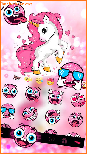 Pink Glitter Unicorn Keyboard Theme screenshot