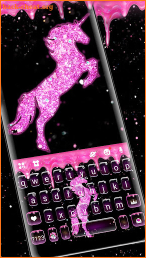 Pink Glitter Unicorn2 Keyboard Theme screenshot