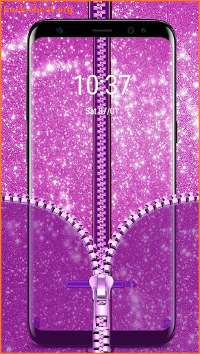 Pink Glitter Zipper Screenlock screenshot