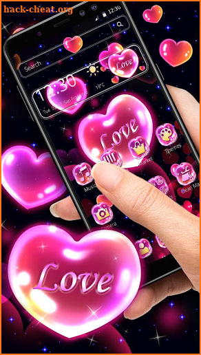 Pink Glossy Love Heart Theme screenshot