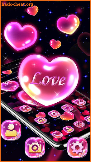 Pink Glossy Love Heart Theme screenshot