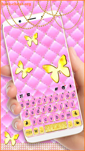 Pink Gold Butterflies Keyboard Theme screenshot