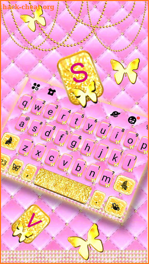 Pink Gold Butterflies Keyboard Theme screenshot