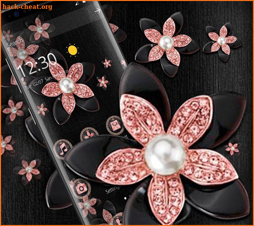 Pink Gold Flower Black Luxury Theme screenshot