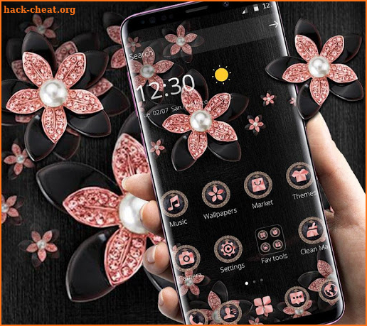 Pink Gold Flower Black Luxury Theme screenshot