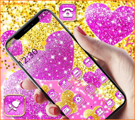 Pink Gold Glitter Heart Theme screenshot