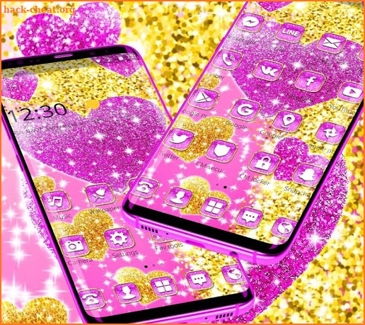 Pink Gold Glitter Heart Theme screenshot
