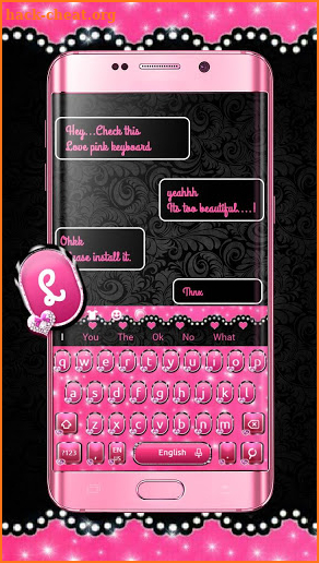 Pink Heart Black Lace Keyboard Theme🎀 screenshot