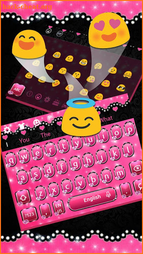 Pink Heart Black Lace Keyboard Theme🎀 screenshot