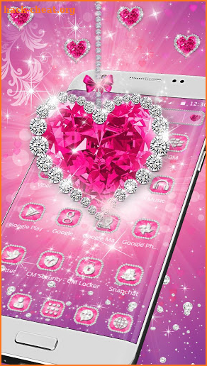 Pink Heart Diamond Theme💞💞 screenshot