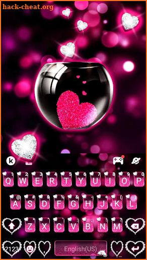 Pink Heart Glass Keyboard Theme screenshot