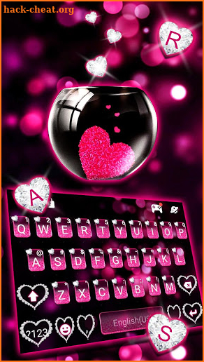 Pink Heart Glass Keyboard Theme screenshot