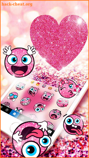 Pink Heart Glitter Keyboard Theme screenshot